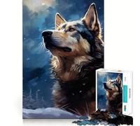 Husky Siberiano en Bosque nevado Rompecabezas para Adultos de 1000 Piezas Fortalece la Memoria Arte de Bordes limpios y tranquilos Coleccionable 38x52cm