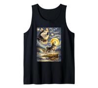 Husky Siberiano Noche Estrellada Van Gogh Howling Dog Husky Camiseta sin Mangas