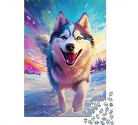 Husky Siberiano Paquete Pintura Digital artística Rompecabezas Cartón Reciclado 1000 Piezas, Entrenamiento Cerebral, Decoración Pared, Descanso Oficina 70x50cm/1000pcs