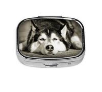 Husky siberiano, Pastillero cuadrado para bolsillo o monedero, pequeño contenedor de pastillas, organizador de pastillas de viaje