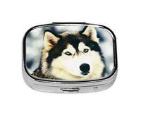 Husky siberiano, pastillero, pastillero cuadrado para bolsillo o monedero, pastillero pequeño, organizador de pastillas de viaje