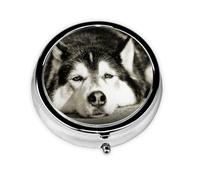 Husky siberiano, Pastillero, Pastillero redondo Pequeño contenedor de pastillas Organizador de pastillas de viaje