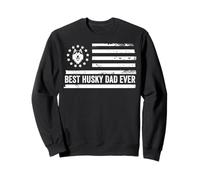 Husky Siberiano Perro mushing Bandera Estadounidense patriótica Retro Sudadera