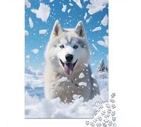 Husky Siberiano Rompecabezas Estilo Aventura Invierno Clásico 3 Capas Cartón 1000 PC, Ultra Difícil, Alivio Estrés, Regalo para Amantes Rompecabezas 38x26cm/1000pcs