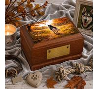 Husky - Urna de cremación para cenizas de madera para perro, ataúd conmemorativo Husky