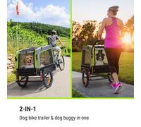 Husky Vario 2 en 1 remolque de bicicleta para perros y carrito 240 l aprox. lona 600D Oxford verde KLARFIT