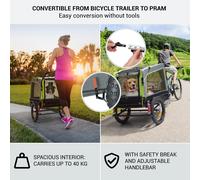 Husky Vario 2 en 1 remolque de bicicleta para perros y carrito 240 l aprox. lona 600D Oxford verde