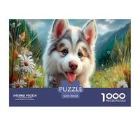 HuskyCachorro Puzzle Imposible,desafío para Adultos Wildflower Meadow Entretenimiento Creativo 1000 Piezas Obra De Arte De Juego De para Adultos Y Niños Mayores De 12 Años 70x50cm/1000pcs
