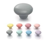 HUSL 6/12 x Pomos Armario de Cerámica de Colores Apastelados 40mm, Perillas, Pomos y Tiradores Redondas de Muebles para Cajones, Armarios, Puertas Interiores, Cocina (6, GRIS_APASTELADO)