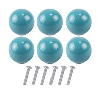 HUSL Pomo de Armario Cerámica Multicolor , Pomos de Muebles Redondos, Tirador para Cajones, Pomos Tiradores de Muebles, Pomo Armario de Cocina, Pomos para armarios, cajones y mueble. (Azul-30mm-6unds)