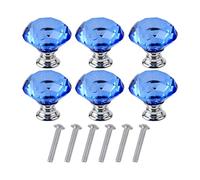HUSL Pomos de Cristal para cajón o mueble, Tirador de Cajón con Tornillo, Mango de Cristal de Diamante, Tiradores de Muebles, para Armario Cajón Aparador Cocina(Azul-30x30x38mm-6pcs)