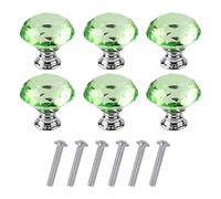 HUSL Pomos de Cristal para cajón o mueble, Tirador de Cajón con Tornillo, Mango de Cristal de Diamante, Tiradores de Muebles, para Armario Cajón Aparador Cocina (Verde-30x30x38mm-6PCS)