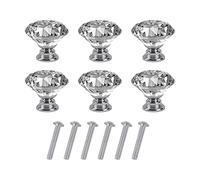 HUSL Pomos de Cristal para cajón o mueble, Tirador de Cajón con Tornillo, Mango de Cristal de Diamante, Tiradores de Muebles, para Armario Cajón Aparador Cocina (Transparente-30x30x38mm-6PCS)