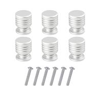 HUSL Pomos para Armario, Pomos de Aleación de Aluminio, Perillas de Cajón, Pomos con Tornillos para muebles de cocina y dormitorio- plata mate (Pomos Estilo B - 6 unds)