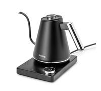 huslog Bouilloire Électrique 1L à Température Réglable 40-100°C, Col de Cygne, Écran LED, Fonction Maintien au Chaud, 1100W, Acier Inoxydable 304, Noir-Argent, Base avec Enroulement du Câble