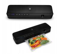 huslog Envasadora al vacío con selector giratorio - 5 modos (Dry, Moist, Gentle, Pulse, Seal), 32 cm sellado, 110 W, -65 kPa, bandeja extraíble, para bolsas gofradas y rollos, libre de BPA, negro