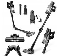 huslog Aspiradora Escoba sin Cable 160W, 11000Pa, 45 Min Autonomía, Pantalla LED, 3 Velocidades, Filtro HEPA, Cepillo Eléctrico, Compacta y Multifuncional, para Suelos, Alfombras y Mascotas, Negro