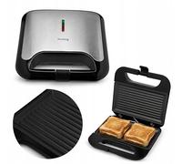 Huslog GentleBite HUS1075 - Sandwichera grill 750 W, placas antiadherentes, calentamiento rápido, para 2 paninis, color plata