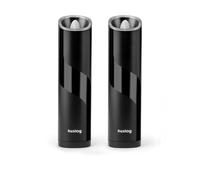 Huslog Gravity Molinillos Eléctricos de Sal y Pimienta, Pack de 2, Automáticos por Gravedad, Compactos, Batería, Uso con Una Mano, Grosor Ajustable, Modo Ahorro de Energía, Negro