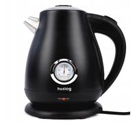 Huslog Hervidor de Agua Eléctrico Retro 1,7 L, 2200W, Acero Inoxidable, Indicador de Temperatura, Ebullición Rápida, Base 360°, Apagado Automático, Diseño Vintage, Negro
