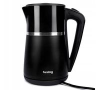 Huslog Hervidor Eléctrico Doble Pared 1,7 L 2200 W, Hervido Rápido, Silencioso y Seguro, Inalámbrico con Base 360°, Tapa Desmontable, Pico Preciso, Negro