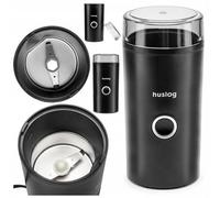 Huslog Molinillo de Cafe Electrico 180W para granos de cafe y especias 70g con tapa de bloqueo manejo de un boton cable en base diseño compacto para cocina diaria uso facil