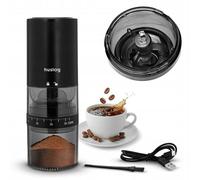 huslog Molinillo de café eléctrico inalámbrico, 30 W, mecanismo cónico de cerámica, USB-C, batería de 2000 mAh, grado de molienda ajustable, depósito de granos de 25 g, color negro