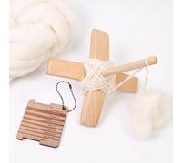 Huso Desmontable Con Regla Medidora De Hilo Y Lana, Kit De Huso Turco, Ruecas Para Tejer, Para Principiantes Y Avanzados, Diseño De Espiral De Madera(3PCS)