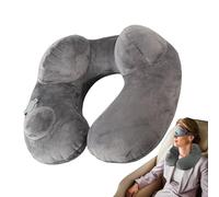 Husoiuy Almohada Inflable para Cuello De Viaje | Almohada Cervical Hinchable para Viajar - Reposacabezas Ergonómico Manual Portátil con Funda Lavable y Bolsa para Vuelos Largos, Coche y Camping