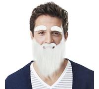 Husoiuy Barba de Disfraz de enana Blanca,Barba Falsa de Cosplay,Barba de Disfraz de Cosplay Falsa enana | Barba de Papá Noel Multiusos para Fiestas de Navidad, Fiestas de Disfraces, actuaciones