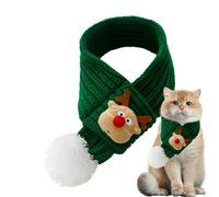 Husoiuy Bufanda cálida para mascotas, bufanda de Navidad de punto para perros, bandanas para gatos, bandanas para perros, calentador de cuello ajustable, práctica bufanda de Papá Noel con diseño de