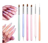 Husoiuy Cepillos de uñas, 6 lápices de gel de laca de gel, juego de manicura de doble cabeza, pinzas de estrás para entusiastas, uso diario en viajes, gel UV, hogar, estudio