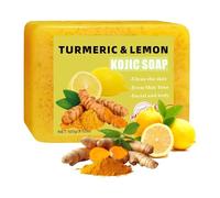 Husoiuy Jabón corporal | Jabón con ácido kójico | Barra de jabón con cúrcuma | Jabón con vitamina C | Ácido Hialurónico para una limpieza profunda y jabón suave - Hidrata la cara y el cuerpo