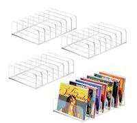 HUSOUE 4 unidades de soporte transparente para CD de acrílico, estantería para DVD, organizador de cosméticos, varios compartimentos, para casetes, casetes de juegos, libros, estantería multimedia