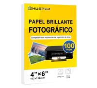 HUSPER Papel fotográfico brillante de 4 x 6 pulgadas, 4R 200 g/m², paquete de 100 hojas solo para impresoras de inyección de tinta de tinta, fotos de calidad de laboratorio, retratos