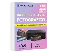 HUSPER Papel fotográfico brillante de 4 x 6 pulgadas, 4R 230 g/m², paquete de 100 hojas solo para impresoras de inyección de tinta de tinta, fotos de calidad de laboratorio, retratos
