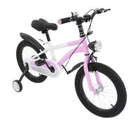 HUSPOO Bicicleta Infantil de 16 Pulgadas, para niños de 5 a 8 años, con luz y Ruedas estabilizadoras, sillín Ajustable y Manillar, Bicicleta para niños y niñas (Rosa)