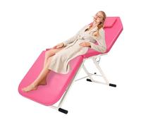 HUSPOO Camilla de masaje móvil plegable, altura ajustable y plegable, para salón de belleza, banco de masaje, cama de masaje, color rosa