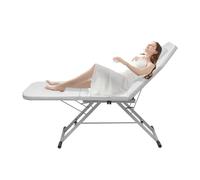 HUSPOO Camilla de masaje móvil plegable, altura ajustable y plegable, para salón de belleza, banco de masaje, cama de masaje, color blanco