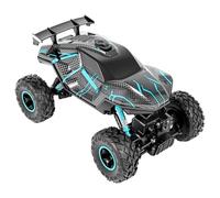 HUSPOO Coche teledirigido 4WD Offroad 28 cm, con niebla y 5 modos de iluminación LED, alta velocidad, 2,4 GHz, tiempo de funcionamiento de 40 min, para adultos y jóvenes, color azul y negro
