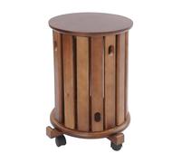 HUSPOO Juego de taburetes apilables 4 en 1 de 36 cm de diámetro, mesa auxiliar ajustable y taburete con ruedas, madera maciza, ahorra espacio para salón, dormitorio y comedor (color nogal)