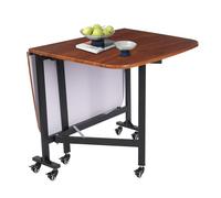 HUSPOO Mesa de comedor plegable con 6 ruedas, altura regulable, mesa de cocina multifunción, color blanco, 120 x 80 x 75 cm, soporta hasta 100 kg, rectangular, moderna (marrón)