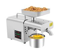 HUSPOO Prensa de aceite, 610 W, prensa de aceite eléctrica de acero inoxidable, prensa de aceite con prensado en caliente y frío, motor de cobre completo, prensa de aceite de mesa para comerciales y