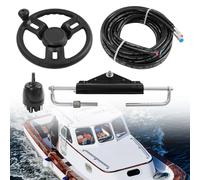 HUSPOO Sistema de dirección hidráulica para fueraborda de hasta 150 CV, juego completo con volante, cilindro y mangueras de 8 m, kit de dirección hidráulica fuera de borda para barcos/yates | fácil