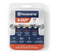 Husqvarna X-Cut S93G - Cadena de motosierra de 14 pulgadas, paso de 3/8 pulgadas, calibre de 0.50 pulgadas, repuesto de hoja de motosierra de 52 eslabones, preestirada y bajo retroceso, gris