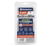 Husqvarna X-Cut SP33G - Cadena de motosierra de 18 pulgadas, paquete de 2, paso de 325 pulgadas, calibre de 50 pulgadas, reemplazo de hoja de motosierra de eslabones de 72, preestirada y retroceso