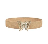 HUSSATOP Cinturones elásticos para mujer, estilo vintage, metal, mariposa, retro, hebilla de cincha, cinturón de vestir, cintura elástica, Bz-beige, M
