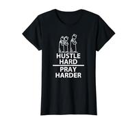 Hustle Hard Pray Harder Islámico Musulmán Religión Religión Regalo Camiseta gráfica económica, Mujer, Negro, M