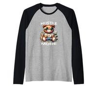 Hustle More Teddy Bear Money Vibes para emprendedores Camiseta Manga Raglan