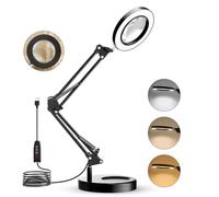 HUTACT Lupa con luz y soporte, lámpara de aumento LED regulable de 10 aumentos con 3 modos de color para trabajos cercanos, manualidades, soldadura, joyería, lectura, moneda, negro, FX-51A